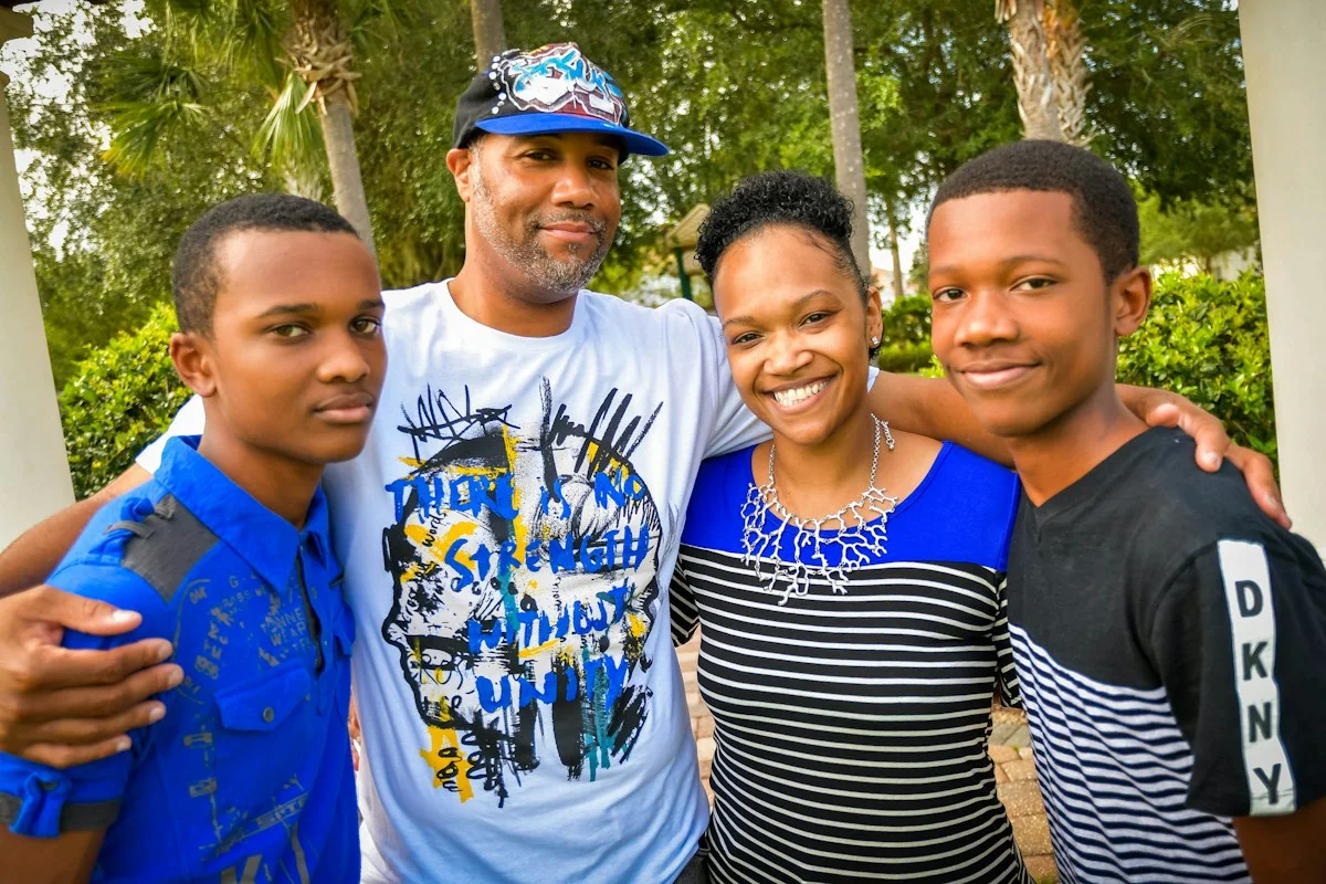 A family spending time together at a park