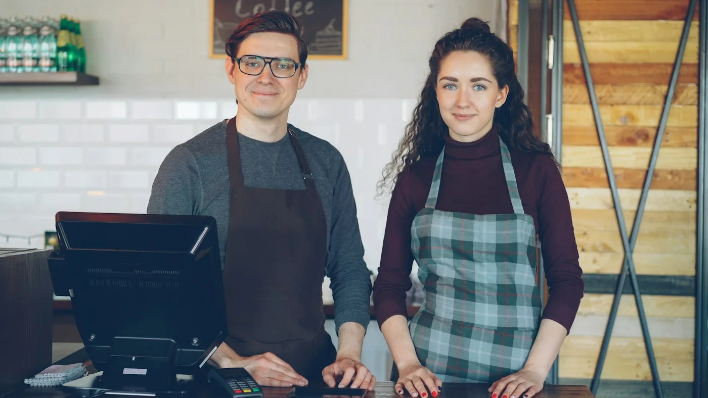 Small-business owners at their cafe